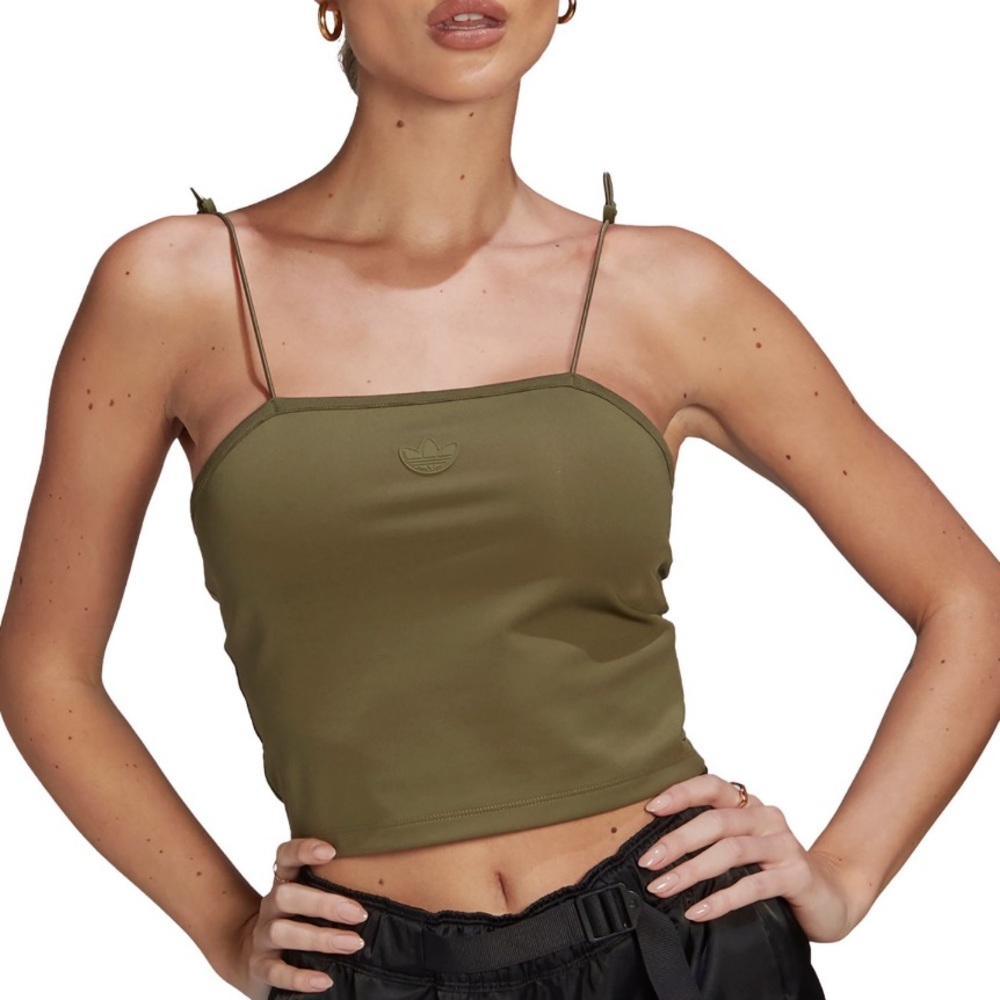 NWOT adida’s Original Elastic Crop Top Tank Lin-fittted W/ Low Neckline